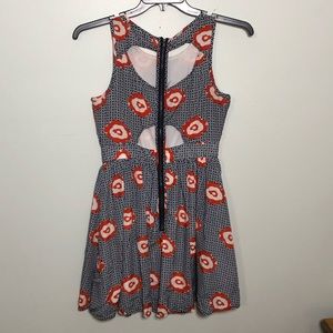 Pinky Open back floral skater dress